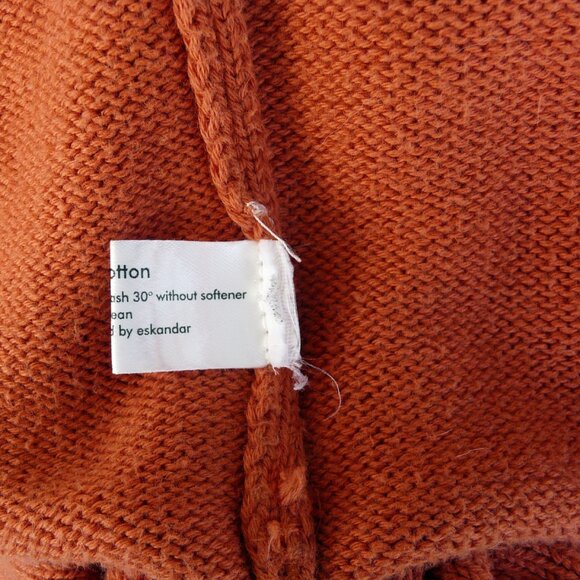 ESKANDAR cotton cardigan, one size, burnt orange, lagenlook, made in Scotland - Picture 10 of 10